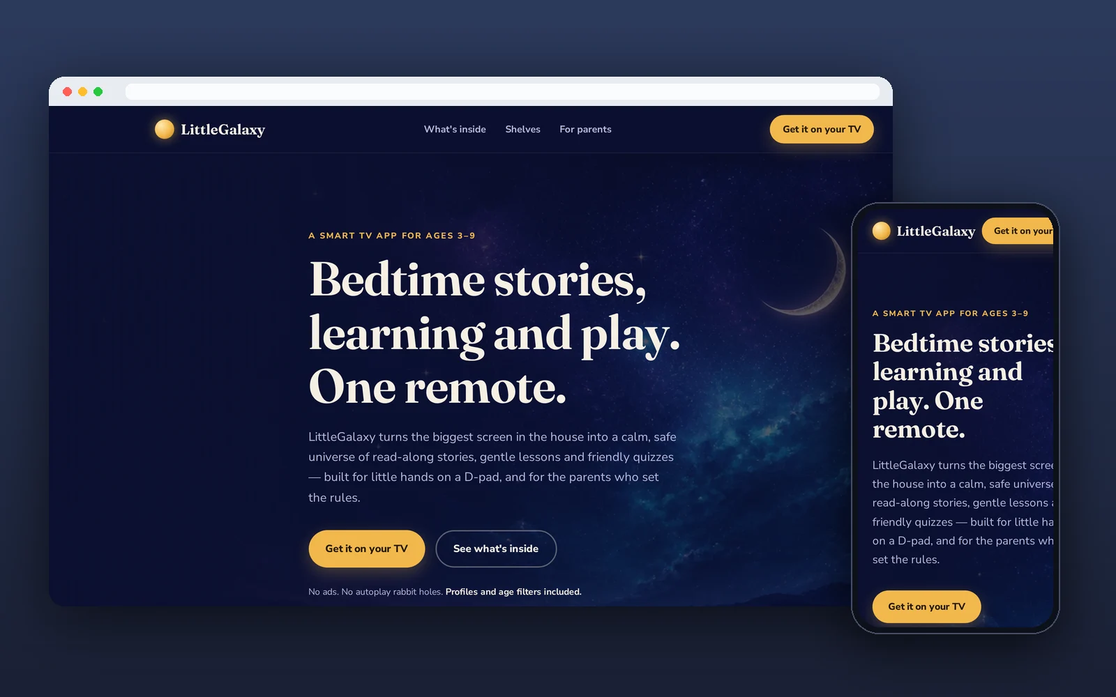 Desktop and mobile preview of the Little Galaxy website
