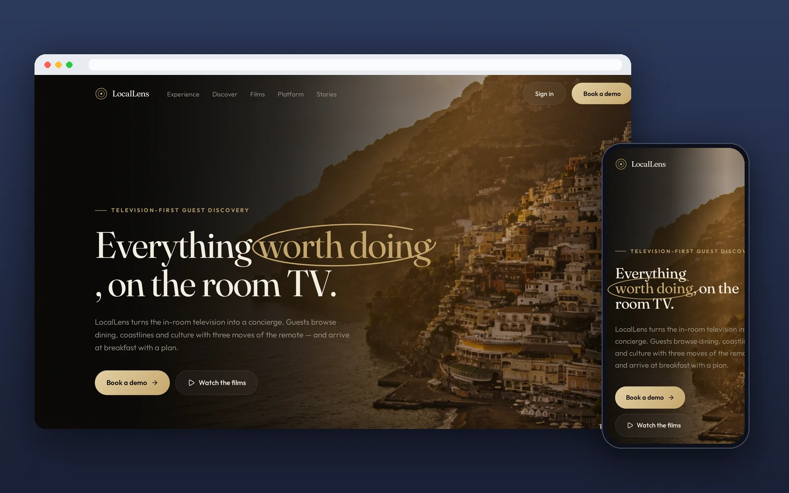 Desktop and mobile preview of the Local Lens website